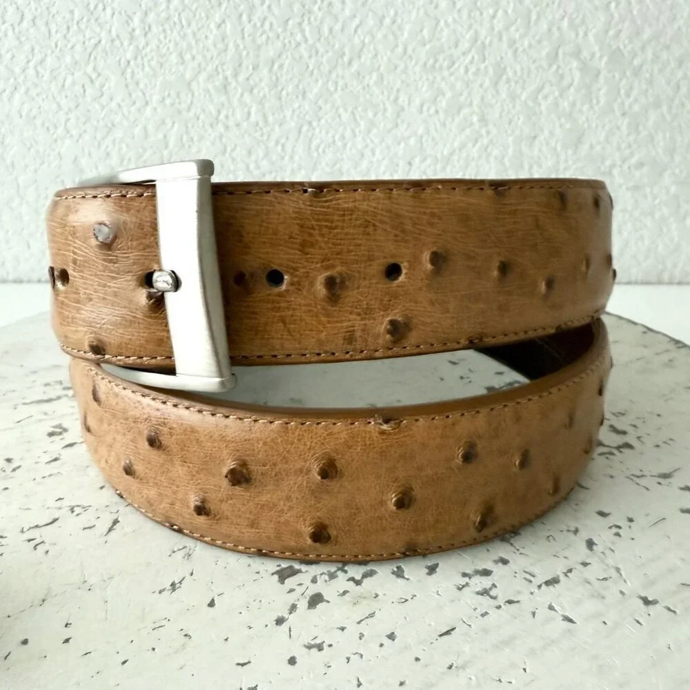 NEW Rod Patrick Mens Western Belt MAD DOG SADDLE FULL QUILL OSTRICH 1.5